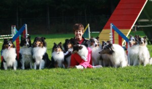 Paulette and all the dogs she bred